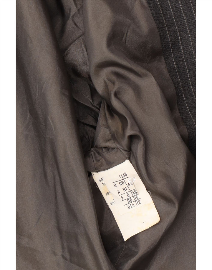 Ferre Womens 001 1 Button Blazer Jacket UK 16 Large Grey Pinstripe Acetate