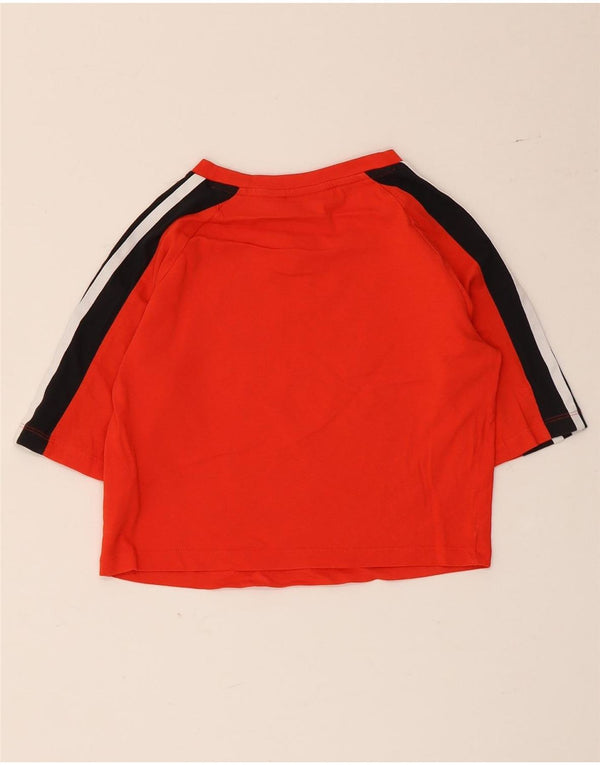 Adidas Womens Crop Graphic T-Shirt Top UK 6 XS Red Colourblock Cotton