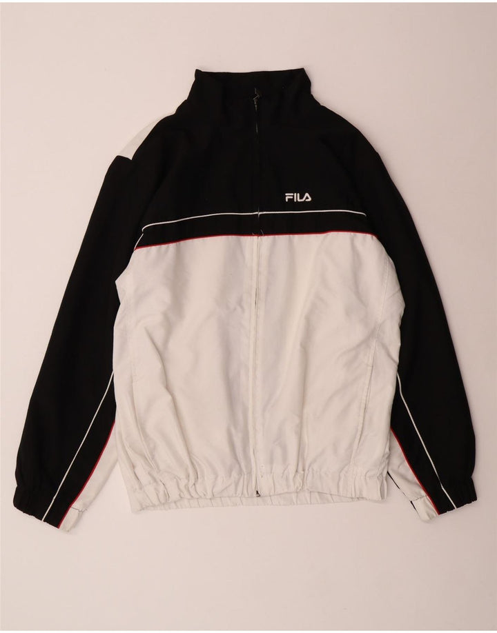 Fila Mens Tracksuit Top Jacket Large Off White Colourblock Polyester