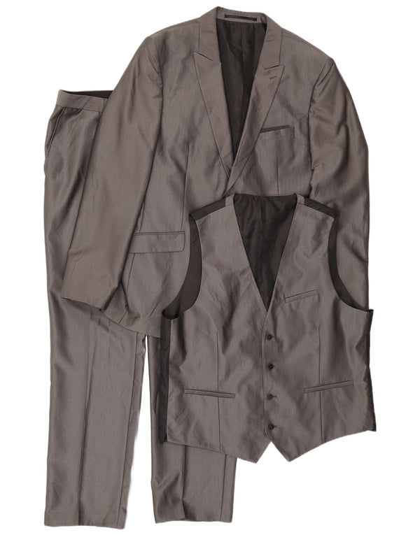 Angelo Litrico Mens 3 Piece Suit IT 56 3XL W42 L34 Grey Polyester