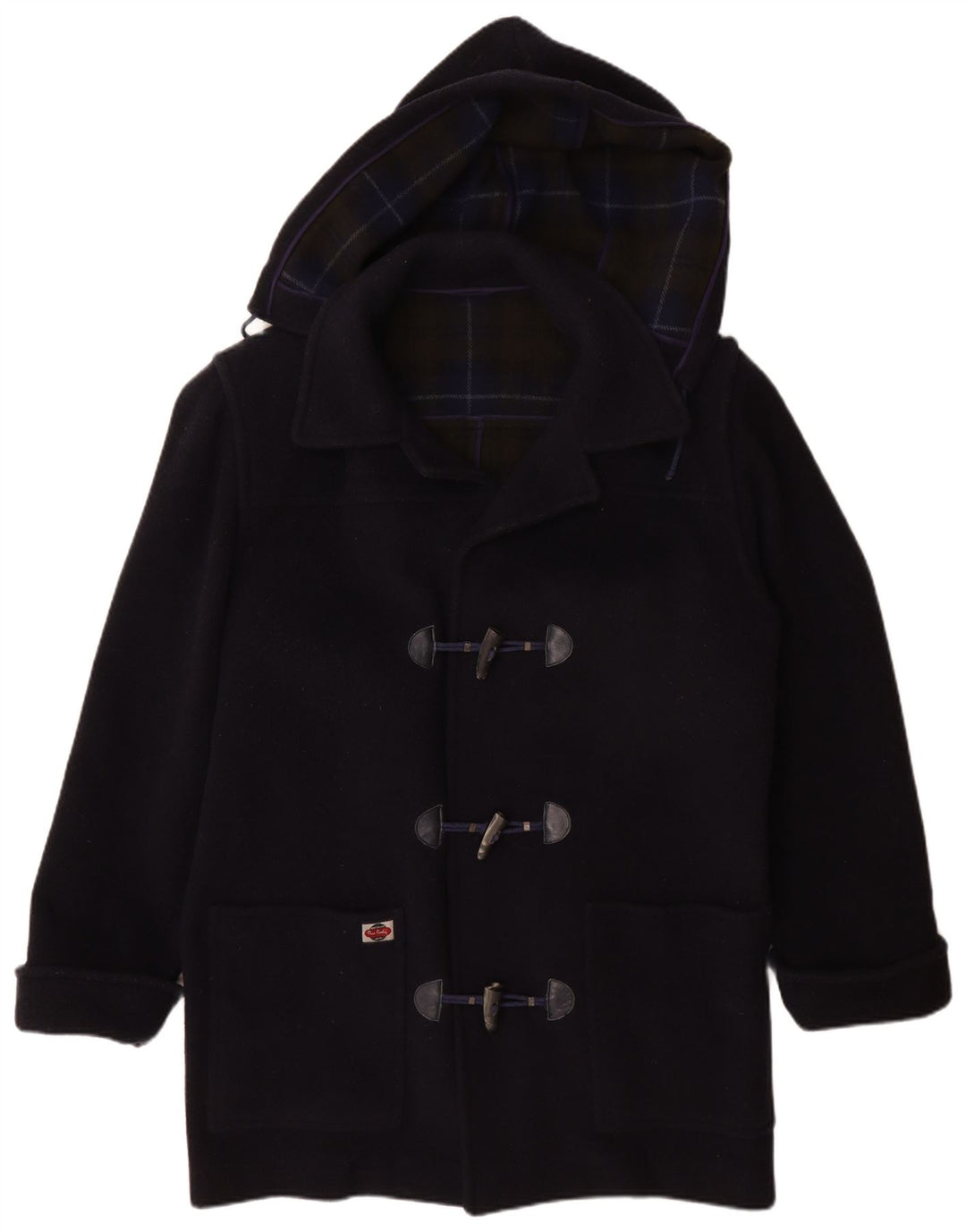 Pierre Cardin Mens Hooded Duffle Coat IT 50 Large Navy Blue Wool