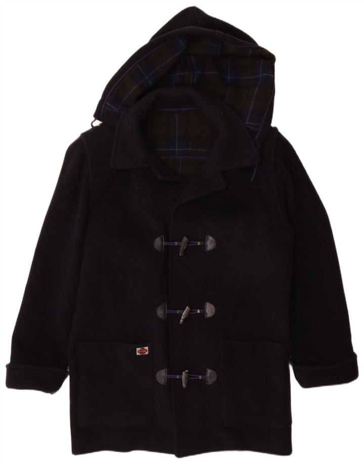 Pierre Cardin Mens Hooded Duffle Coat IT 50 Large Navy Blue Wool