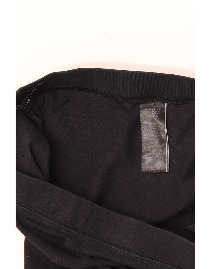 Marks & Spencer Womens Crop Leggings UK 12 Medium Black Cotton