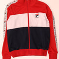 Fila Womens Graphic Tracksuit Top Jacket UK 14 Medium Red Colourblock