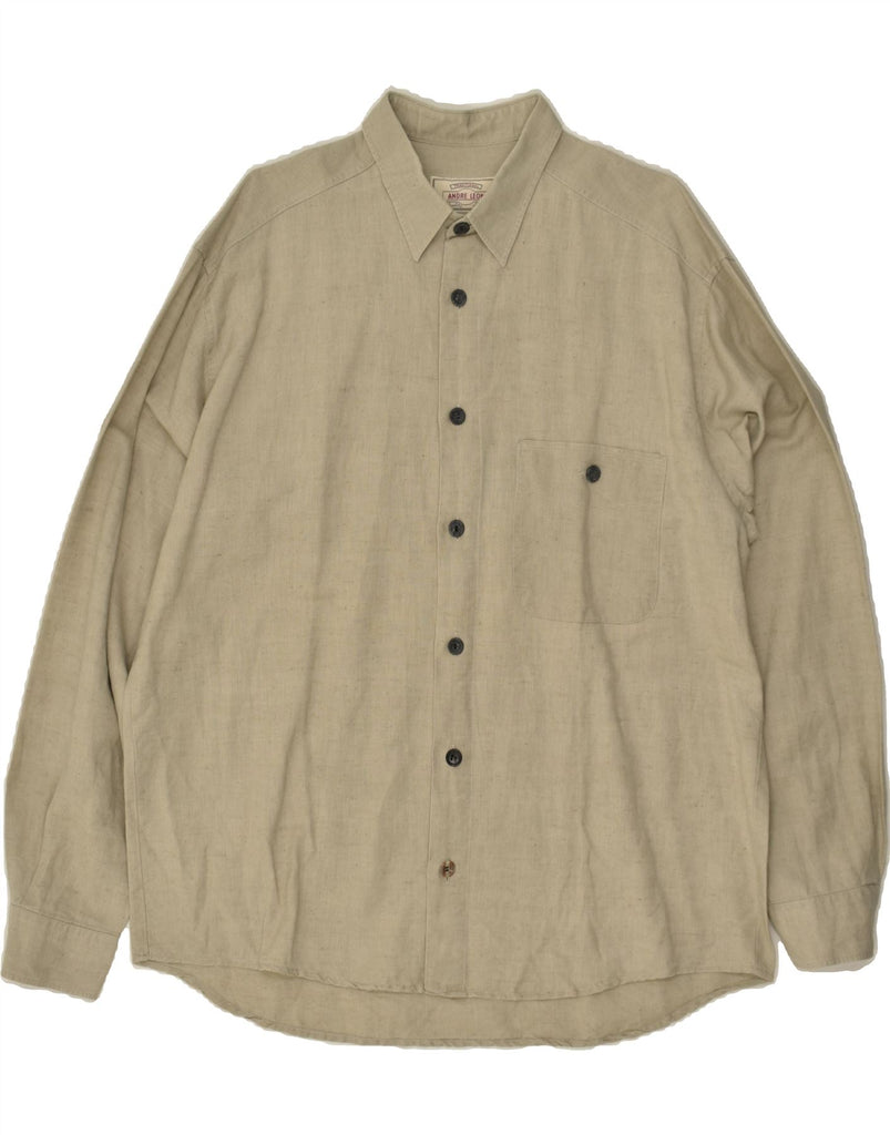 VINTAGE Mens Shirt XL Beige Vintage Vintage and Second-Hand Vintage from Messina Hembry 