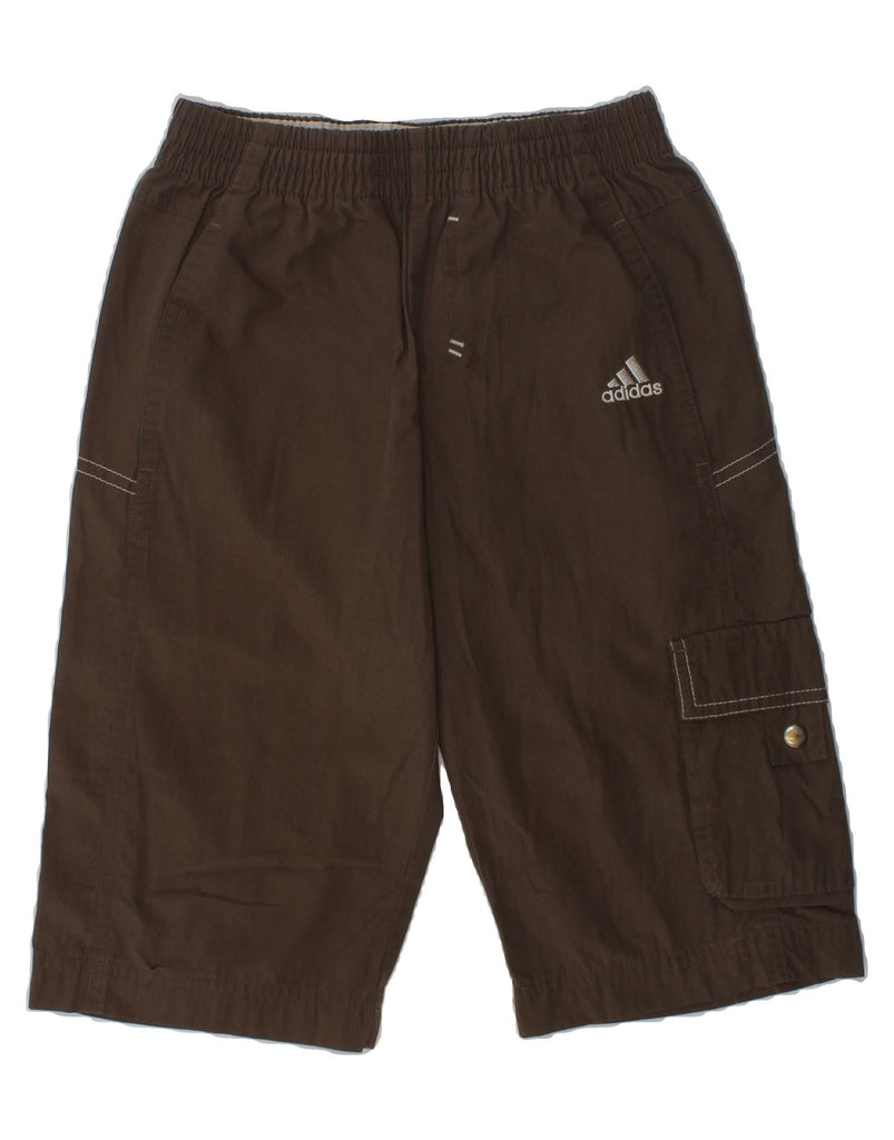 ADIDAS Boys Sport Shorts 7-8 Years W24 Brown Polyester | Vintage Adidas | Thrift | Second-Hand Adidas | Used Clothing | Messina Hembry 