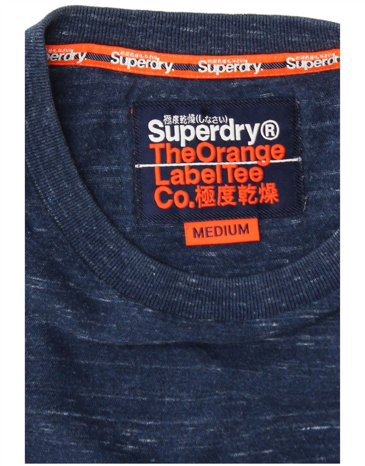 SUPERDRY Mens T-Shirt Top Medium Blue Flecked Cotton