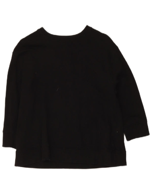 Zara Womens 3/4 Sleeve Sweatshirt Jumper UK 14 Medium Black Cotton