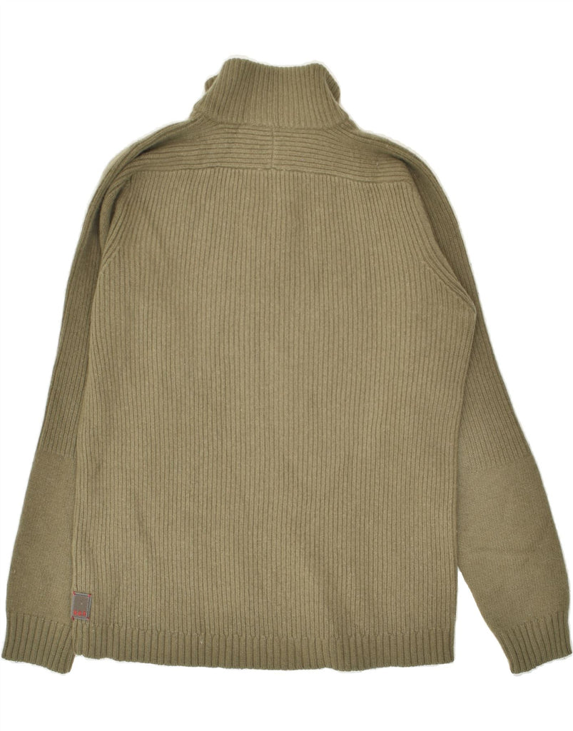 GAS Mens Zip Neck Jumper Sweater 2XL Khaki Polyamide | Vintage Gas | Thrift | Second-Hand Gas | Used Clothing | Messina Hembry 