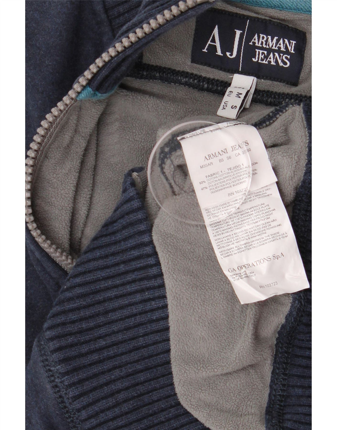 Armani Jeans Mens Tracksuit Top Jacket Medium Navy Blue Cotton