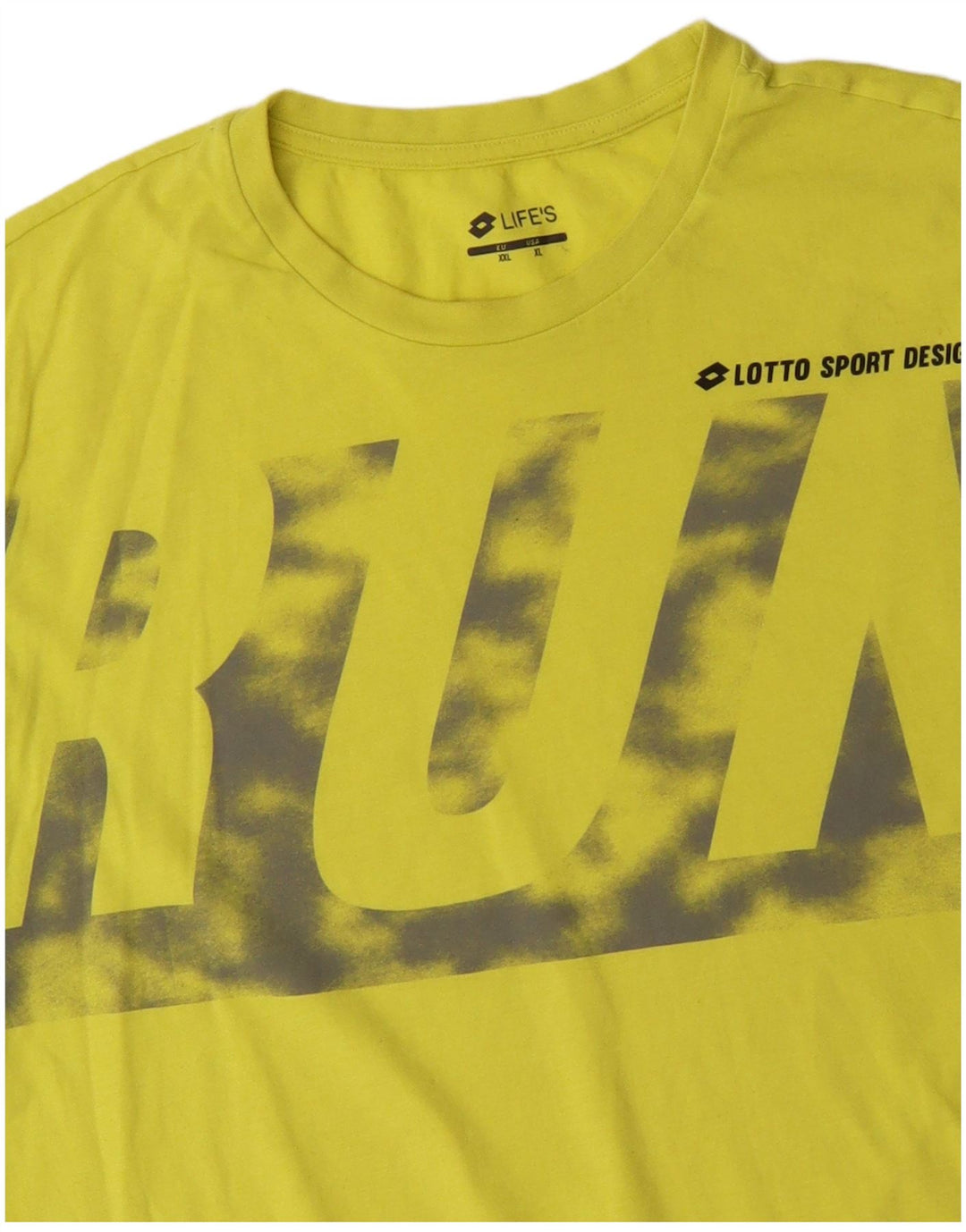 LOTTO Mens Life's Graphic T-Shirt Top XL Yellow Cotton