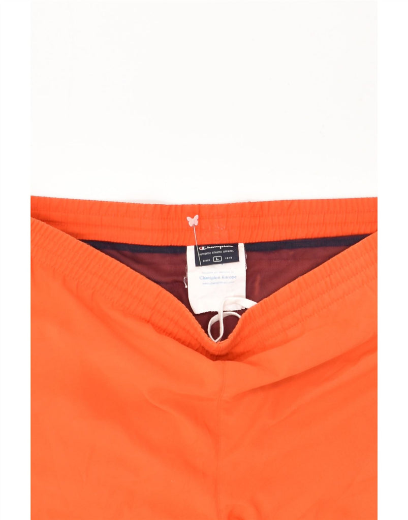 CHAMPION Mens Graphic Swimming Shorts Large Orange Polyester | Vintage Champion | Thrift | Second-Hand Champion | Used Clothing | Messina Hembry 