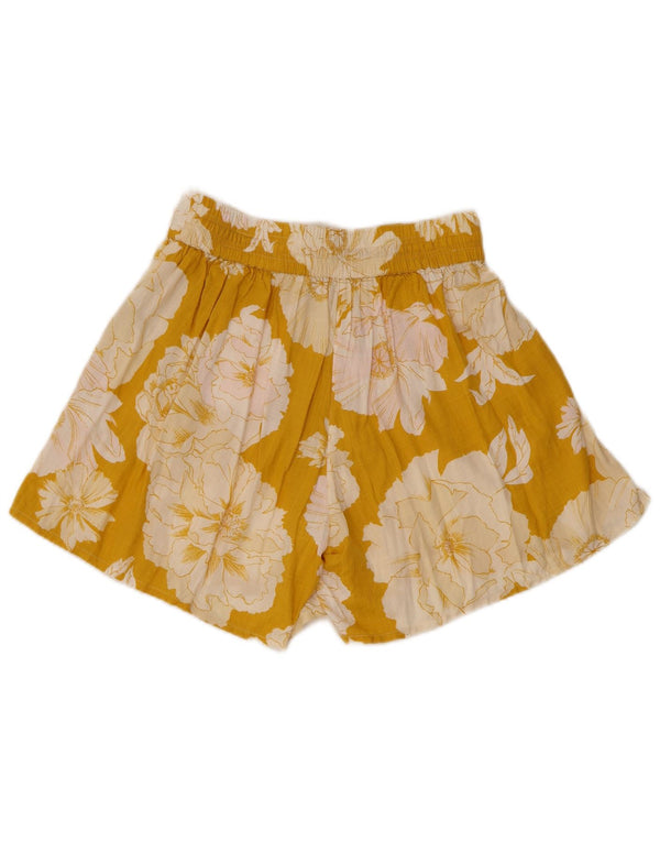 Fat Face Womens Relaxed Fit Shorts UK 8 Small W26 Yellow Floral Viscose