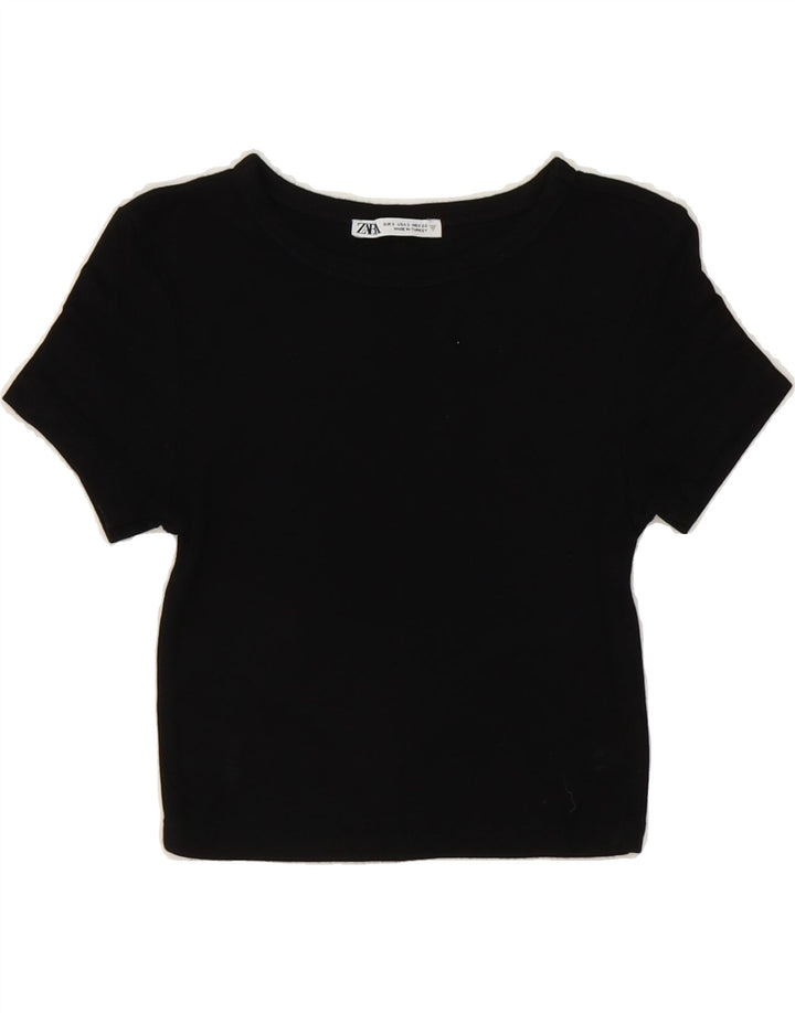 ZARA Womens Crop Blouse Top UK 8 Small Black Vintage Zara and Second-Hand Zara from Messina Hembry 