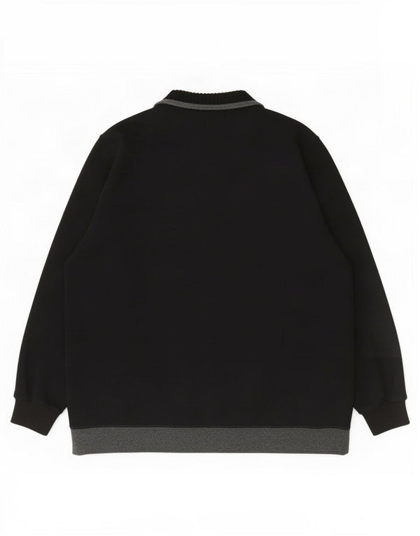Marks & Spencer Mens Polo Neck Jumper Sweater 2XL Black Colourblock Cotton