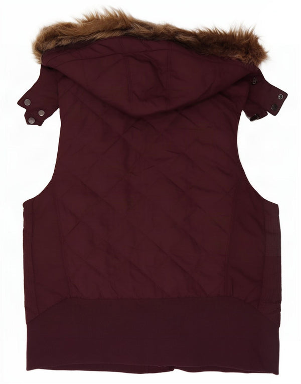 Marks & Spencer Womens Hooded Quilted Gilet UK 22 3XL Burgundy Polyester