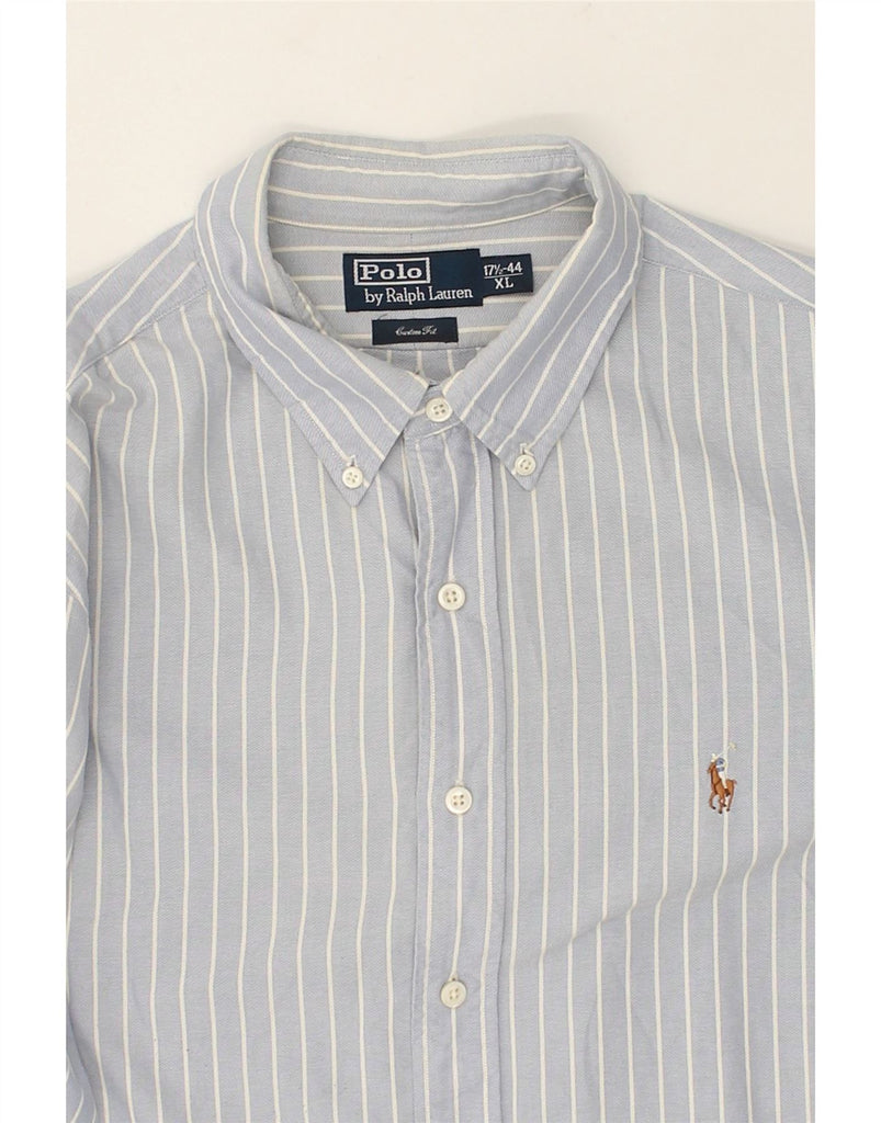 POLO RALPH LAUREN Mens Custom Fit Shirt Size 17 1/2-44 XL Blue Striped | Vintage Polo Ralph Lauren | Thrift | Second-Hand Polo Ralph Lauren | Used Clothing | Messina Hembry 