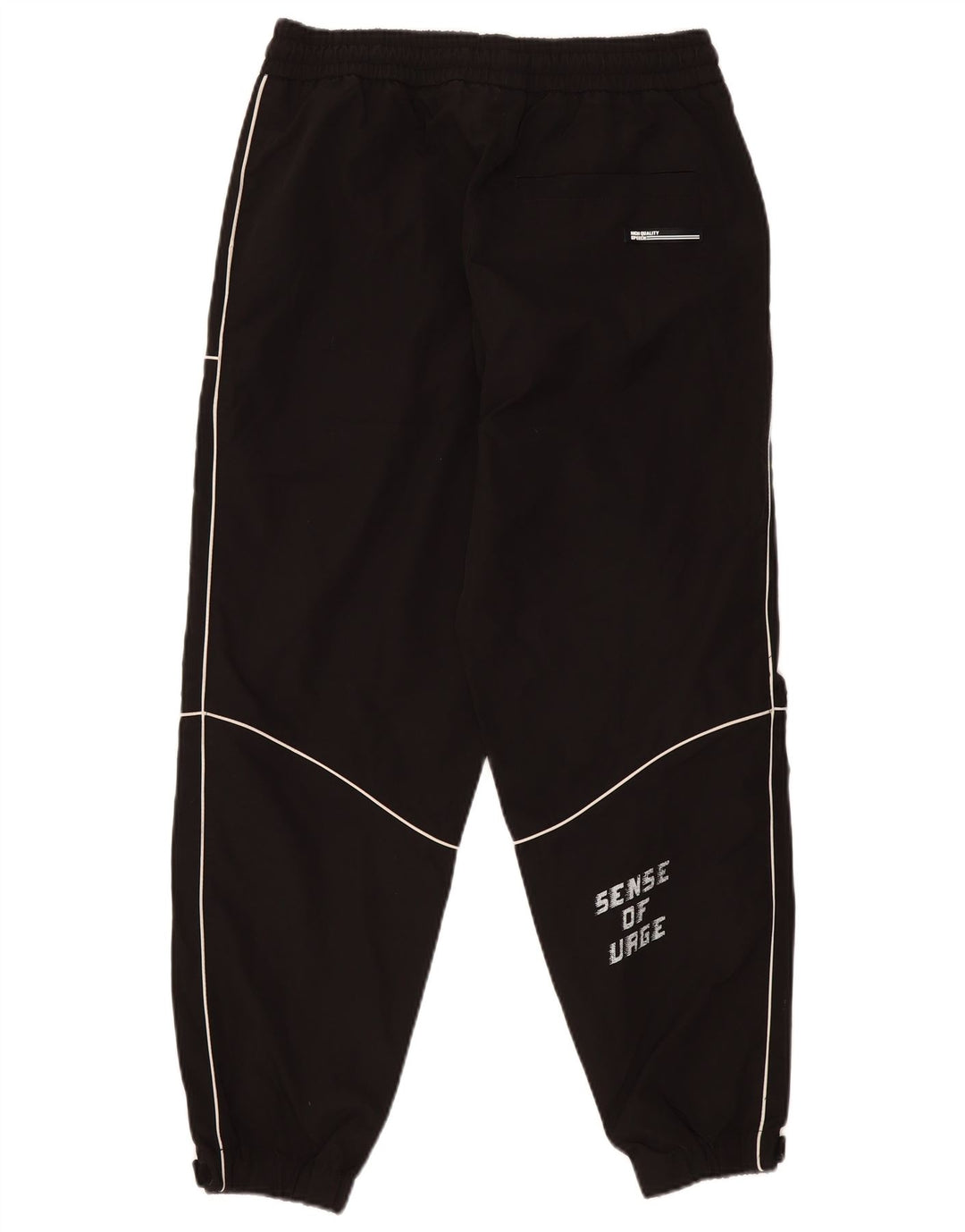 Zara Womens Graphic Tracksuit Trousers Joggers UK 14 Large Black Polyester
