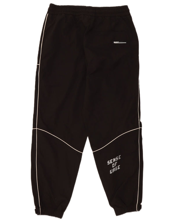 Zara Womens Graphic Tracksuit Trousers Joggers UK 14 Large Black Polyester