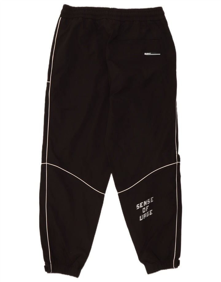 Zara Womens Graphic Tracksuit Trousers Joggers UK 14 Large Black Polyester