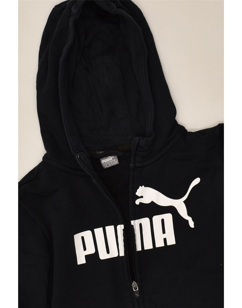 PUMA Boys Graphic Zip Hoodie Sweater 11-12 Years Black Cotton | Vintage Puma | Thrift | Second-Hand Puma | Used Clothing | Messina Hembry 