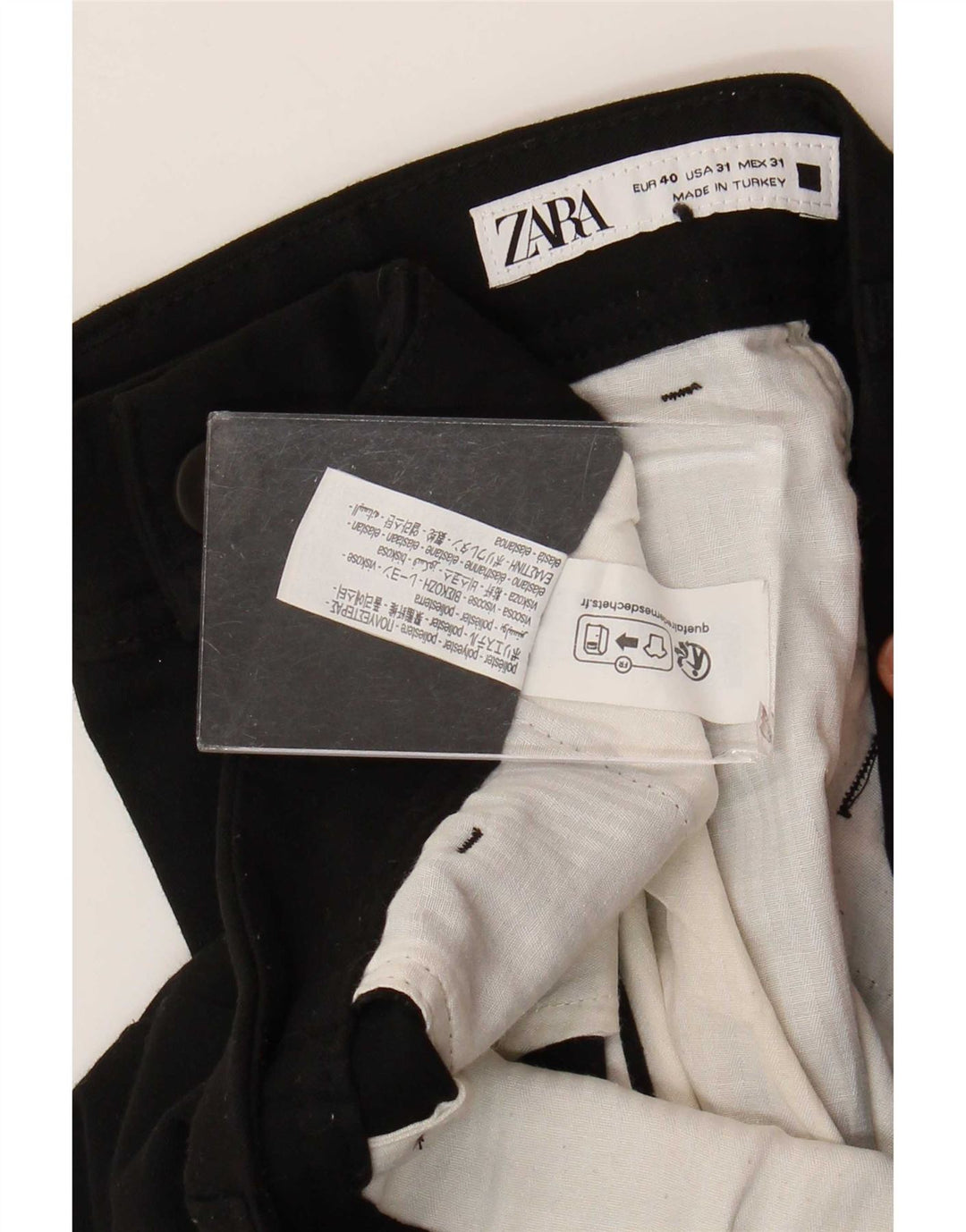 Zara Mens Slim Chino Trousers EU 40 Medium W31 L29 Black Polyester