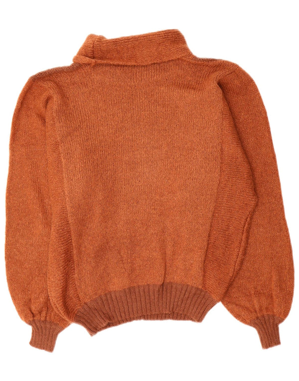 Vintage Womens Roll Neck Jumper Sweater IT 46 Large Brown Colourblock