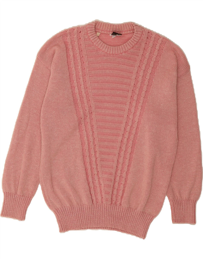 VINTAGE Womens Crew Neck Jumper Sweater UK 14 Medium Pink Vintage Vintage and Second-Hand Vintage from Messina Hembry 