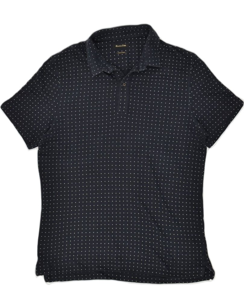 MASSIMO DUTTI Mens Polo Shirt Medium Navy Blue Polka Dot | Vintage Massimo Dutti | Thrift | Second-Hand Massimo Dutti | Used Clothing | Messina Hembry 