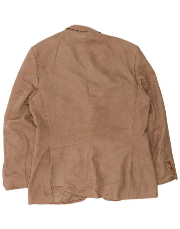 Zara Mens 2 Button Blazer Jacket EU 54 XL Beige Polyester
