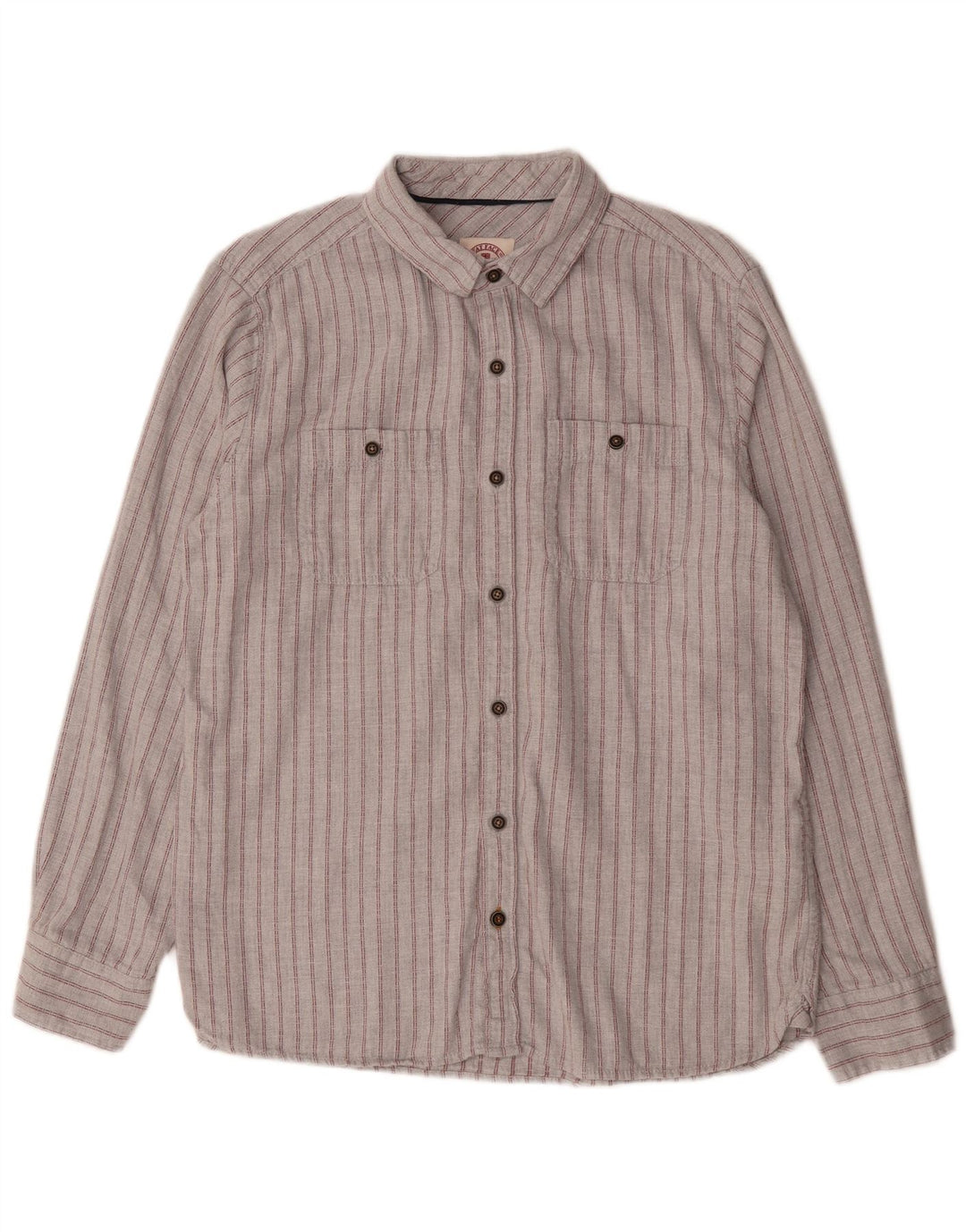Fat Face Mens Flannel Shirt Large Grey Striped Cotton