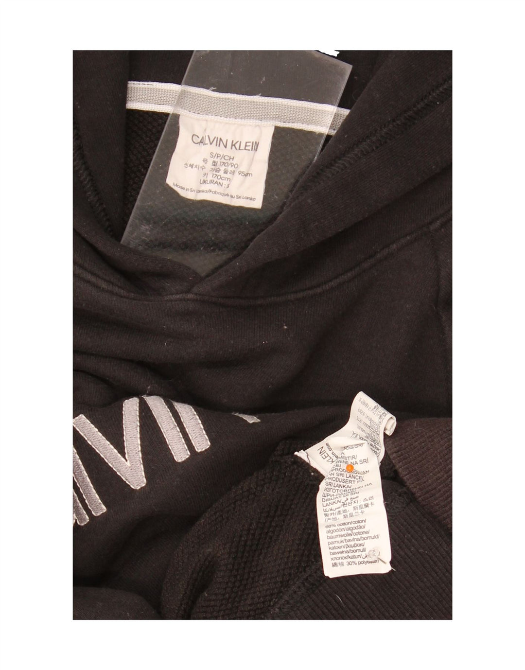 CALVIN KLEIN Mens Graphic Hoodie Jumper Small Black Vintage Calvin Klein and Second-Hand Calvin Klein from Messina Hembry 