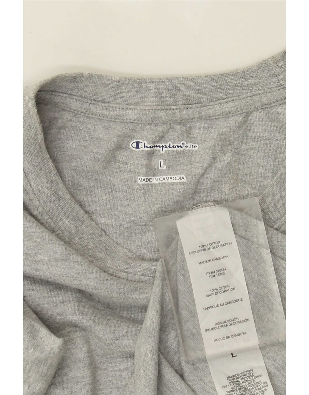 Champion Mens Graphic T-Shirt Top Large Grey Flecked Cotton