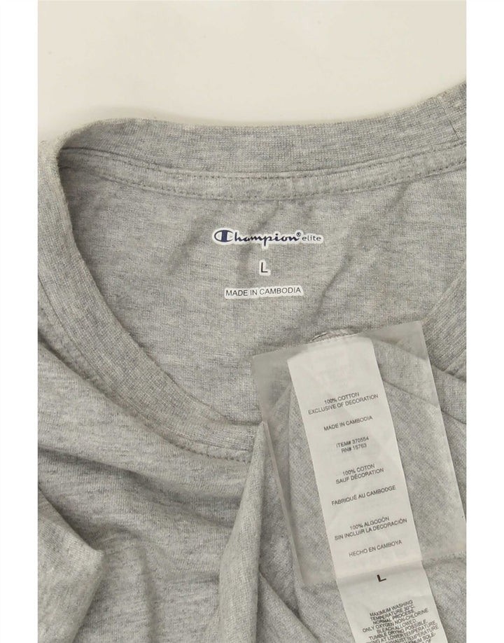 Champion Mens Graphic T-Shirt Top Large Grey Flecked Cotton