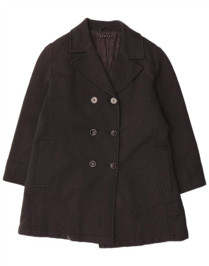Sisley Womens Double Breasted Coat UK 14 Medium Black
