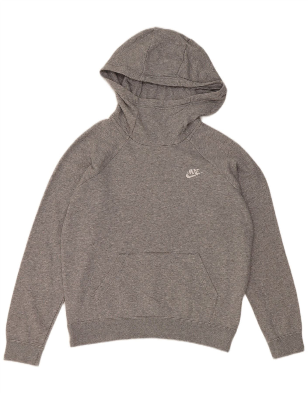 Nike Womens Hoodie Jumper UK 14 Medium Grey Cotton