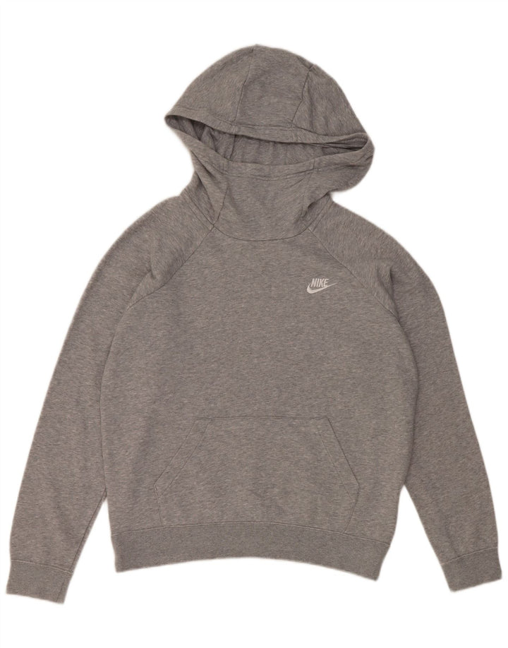 Nike Womens Hoodie Jumper UK 14 Medium Grey Cotton