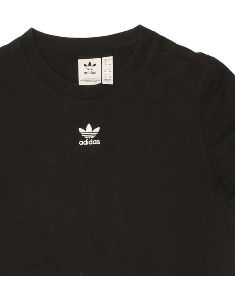 ADIDAS Womens Crop T-Shirt Top UK 8 Small Black Cotton | Vintage Adidas | Thrift | Second-Hand Adidas | Used Clothing | Messina Hembry 