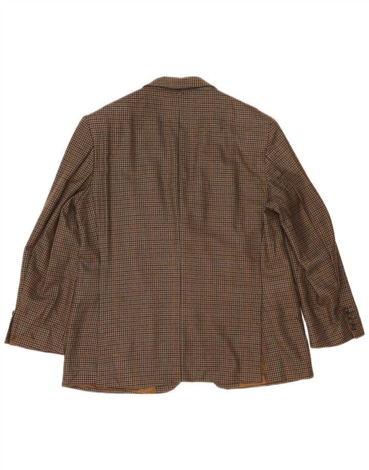 MARKS & SPENCER Mens 2 Button Blazer Jacket UK 42 Large Khaki Houndstooth