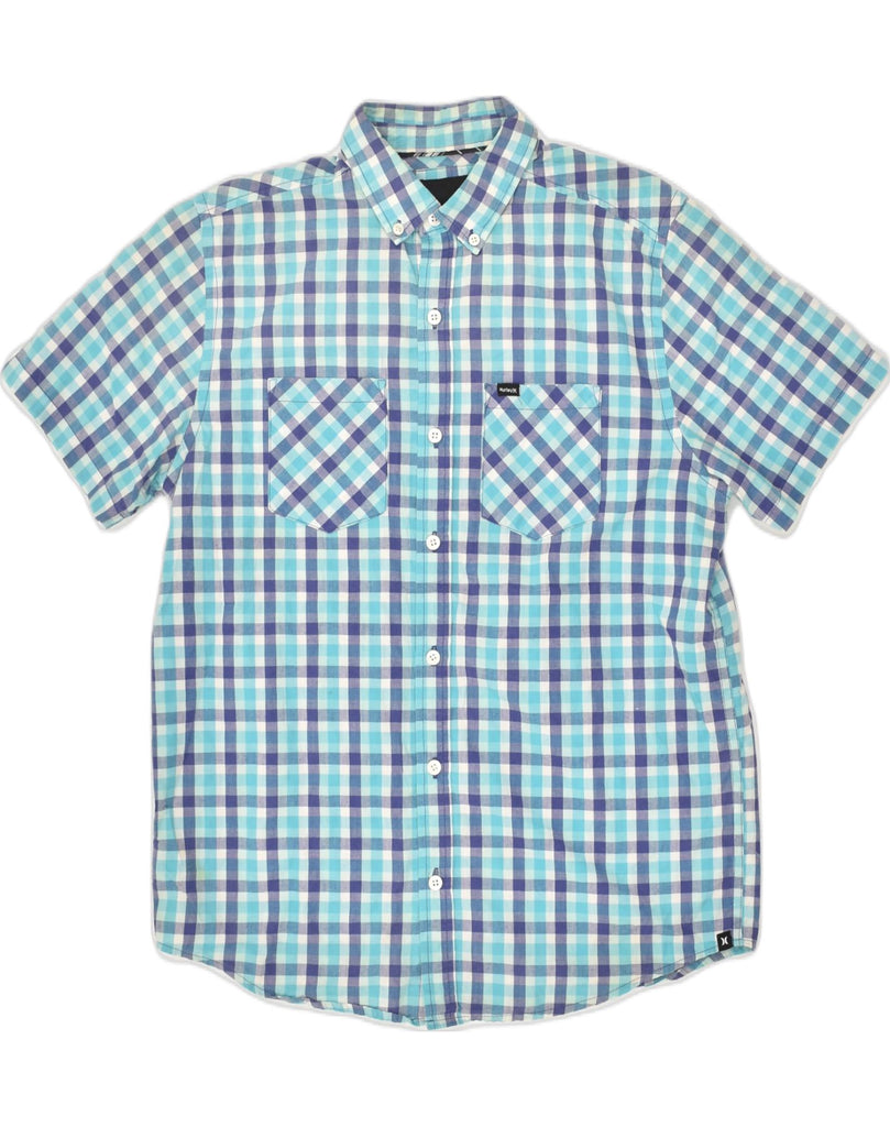 HURLEY Mens Short Sleeve Shirt Small Blue Check Cotton | Vintage Hurley | Thrift | Second-Hand Hurley | Used Clothing | Messina Hembry 