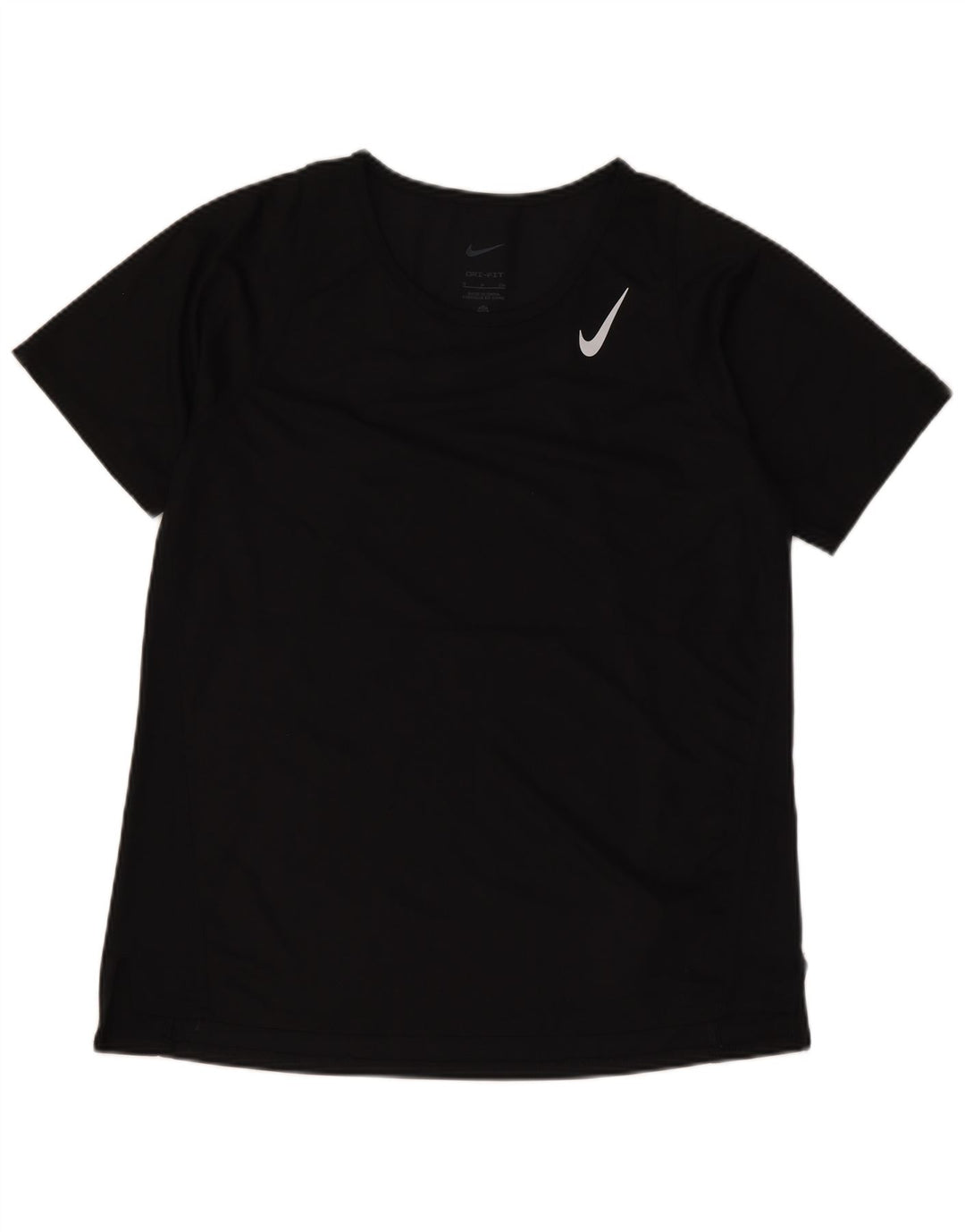 Nike Womens Dri Fit T-Shirt Top UK 10 Small Black Polyester