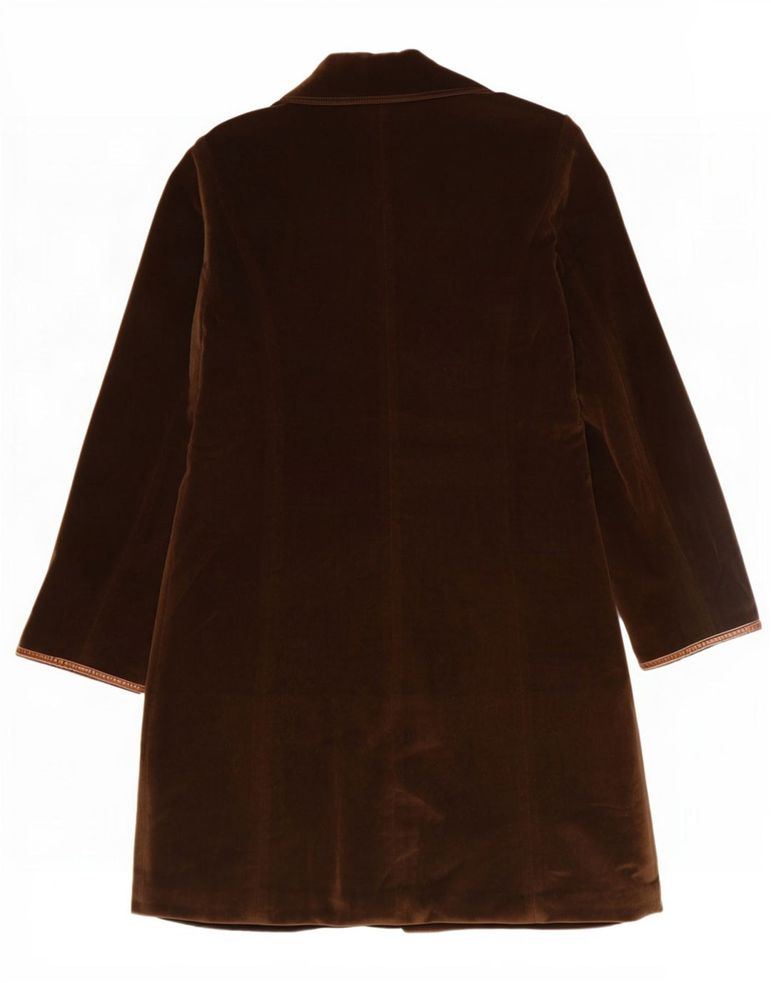 Vintage Womens Velvet Overcoat UK 12 Medium Brown Polyester