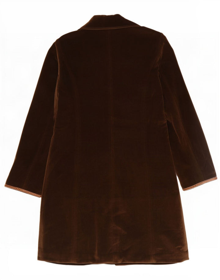 Vintage Womens Velvet Overcoat UK 12 Medium Brown Polyester