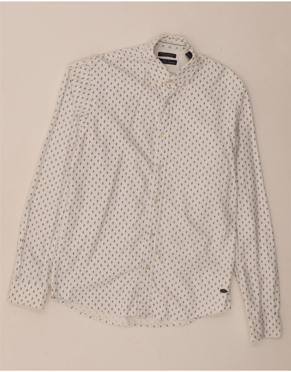 Scotch & Soda Mens Classic Fit Shirt Medium White Spotted Cotton