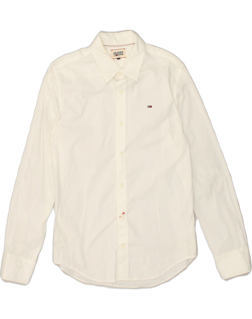 TOMMY HILFIGER Mens Shirt Medium White | Vintage Tommy Hilfiger | Thrift | Second-Hand Tommy Hilfiger | Used Clothing | Messina Hembry 