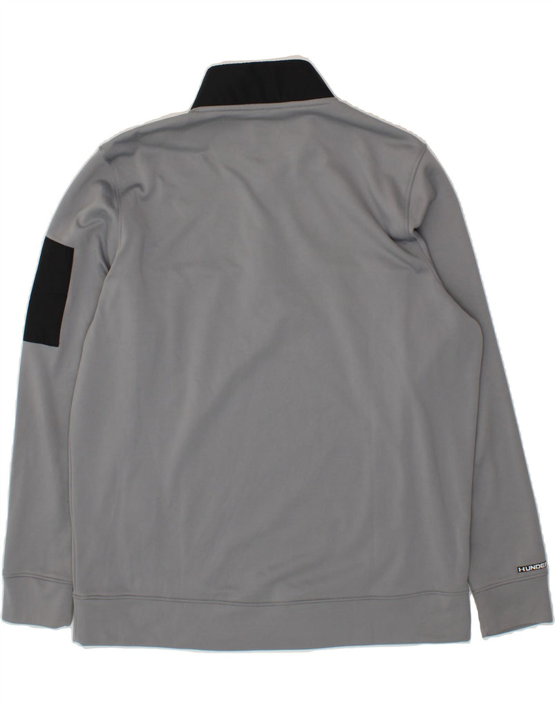 UNDER ARMOUR Mens Zip Neck Sweatshirt Jumper XL Grey Colourblock Polyester Vintage Under Armour and Second-Hand Under Armour from Messina Hembry 