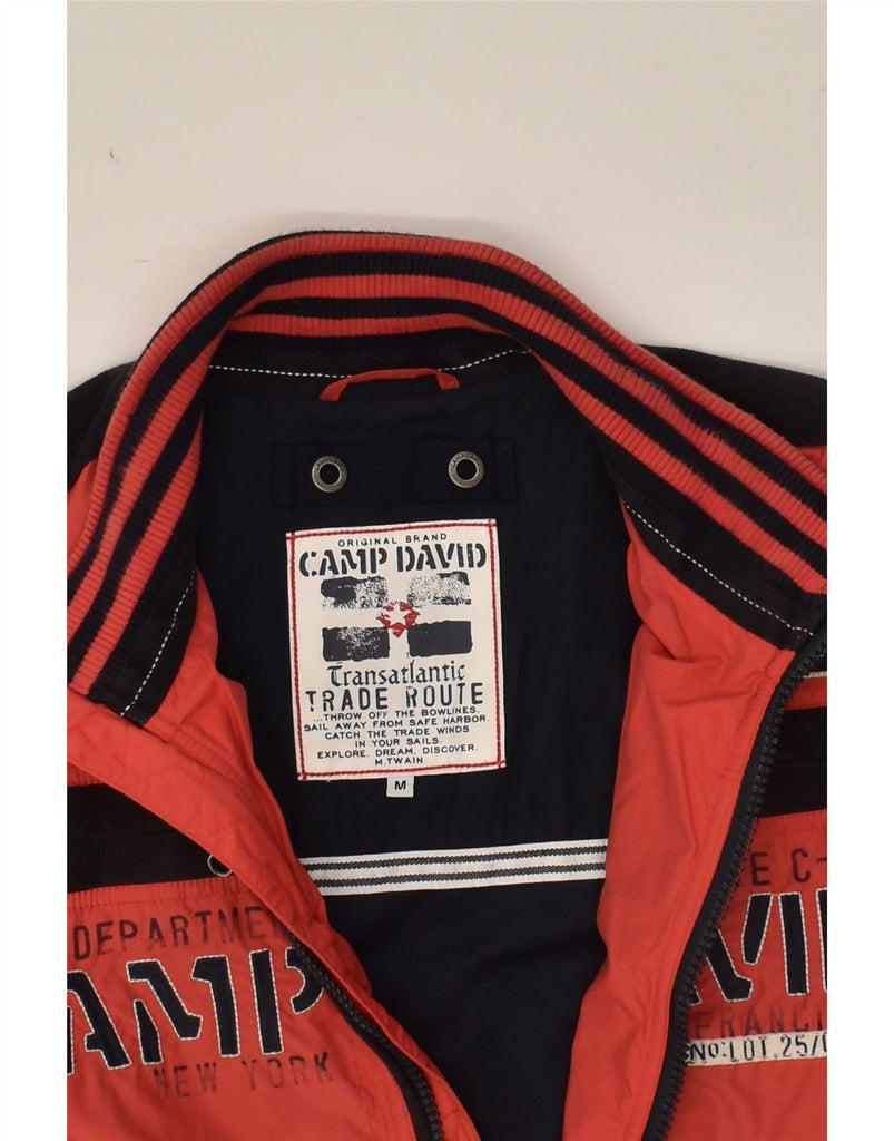 CAMP DAVID Mens Graphic Bomber Jacket UK 38 Medium Red Cotton | Vintage Camp David | Thrift | Second-Hand Camp David | Used Clothing | Messina Hembry 