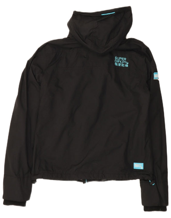 SUPERDRY Womens Windcheater Hooded Windbreaker Jacket UK 12 Medium Black