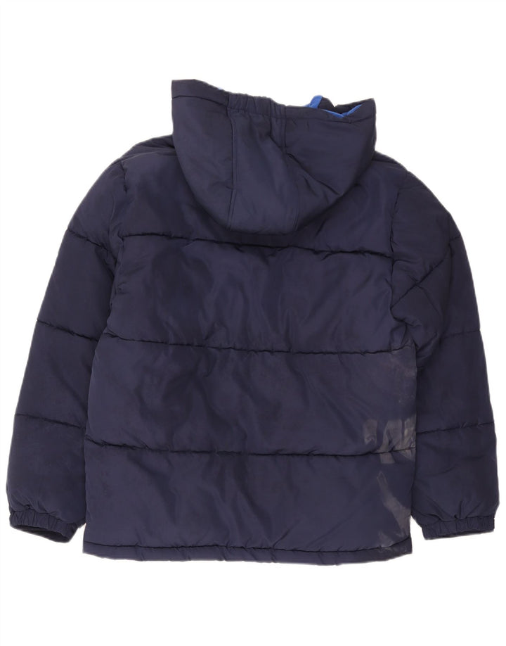 Dkny Boys Graphic Hooded Padded Jacket 14-15 Years Large Navy Blue