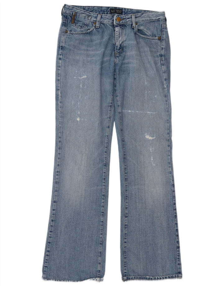 Armani Womens Distressed Bootcut Jeans W29 L32 Blue Cotton